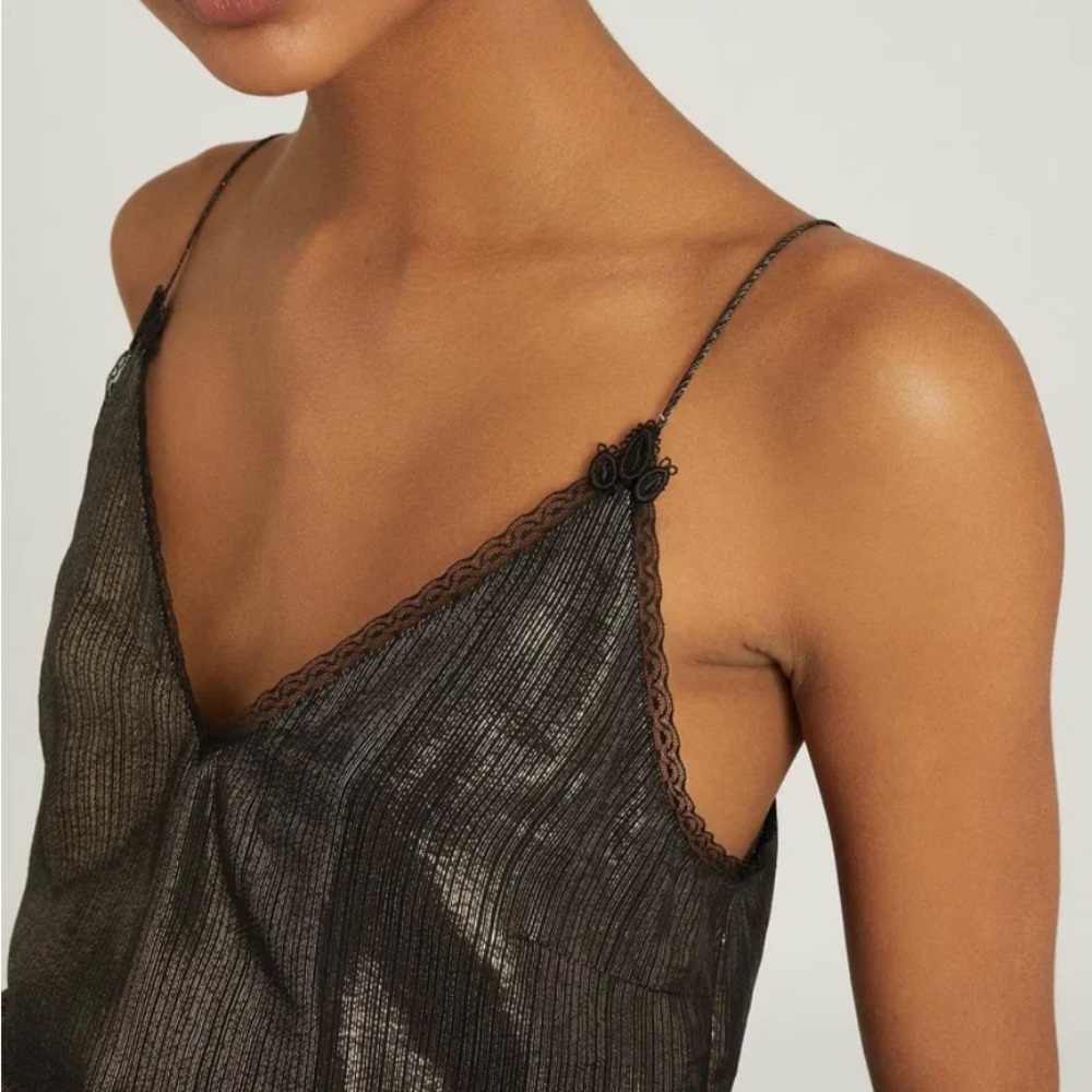 Elianna Metallic Lace-Trim Cami